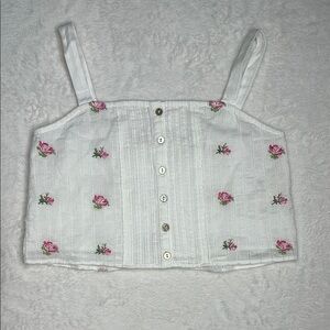 White Floral Embroidered Top